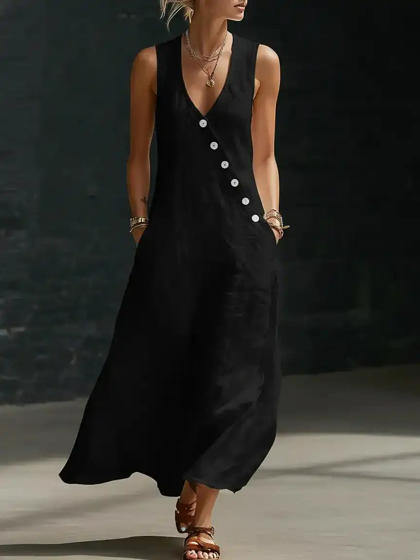 CLEARANCE SALE🔥 Comfortable Minimalist Button-Up Maxi Dress