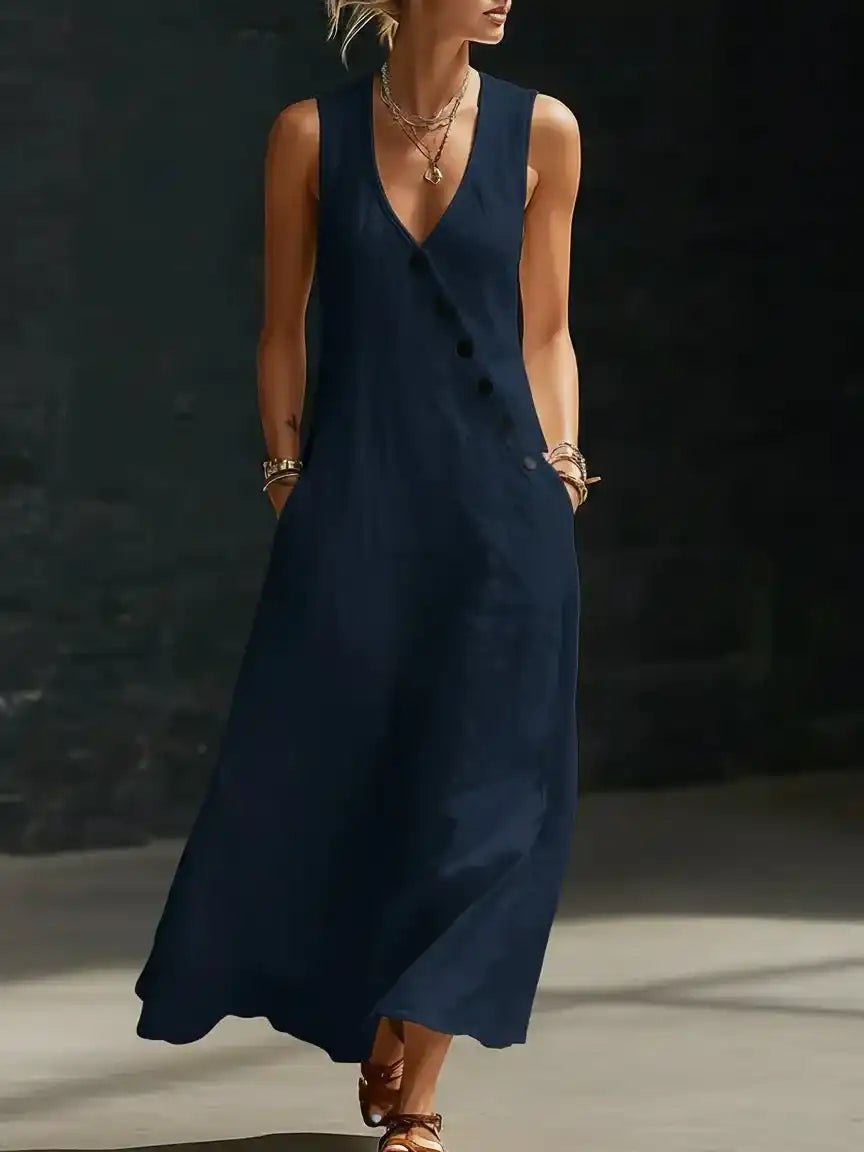 CLEARANCE SALE🔥 Comfortable Minimalist Button-Up Maxi Dress
