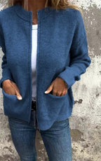 CLEARANCE SALE🔥 Round Neck Zipper Knitted Jacket