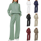 ⏰ LAST DAY SAVE 50%🔥 Women's Solid Color Cotton Half Zip Two-Piece Set
