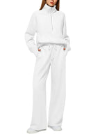 ⏰ LAST DAY SAVE 50%🔥 Women's Solid Color Cotton Half Zip Two-Piece Set