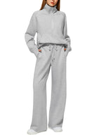 ⏰ LAST DAY SAVE 50%🔥 Women's Solid Color Cotton Half Zip Two-Piece Set