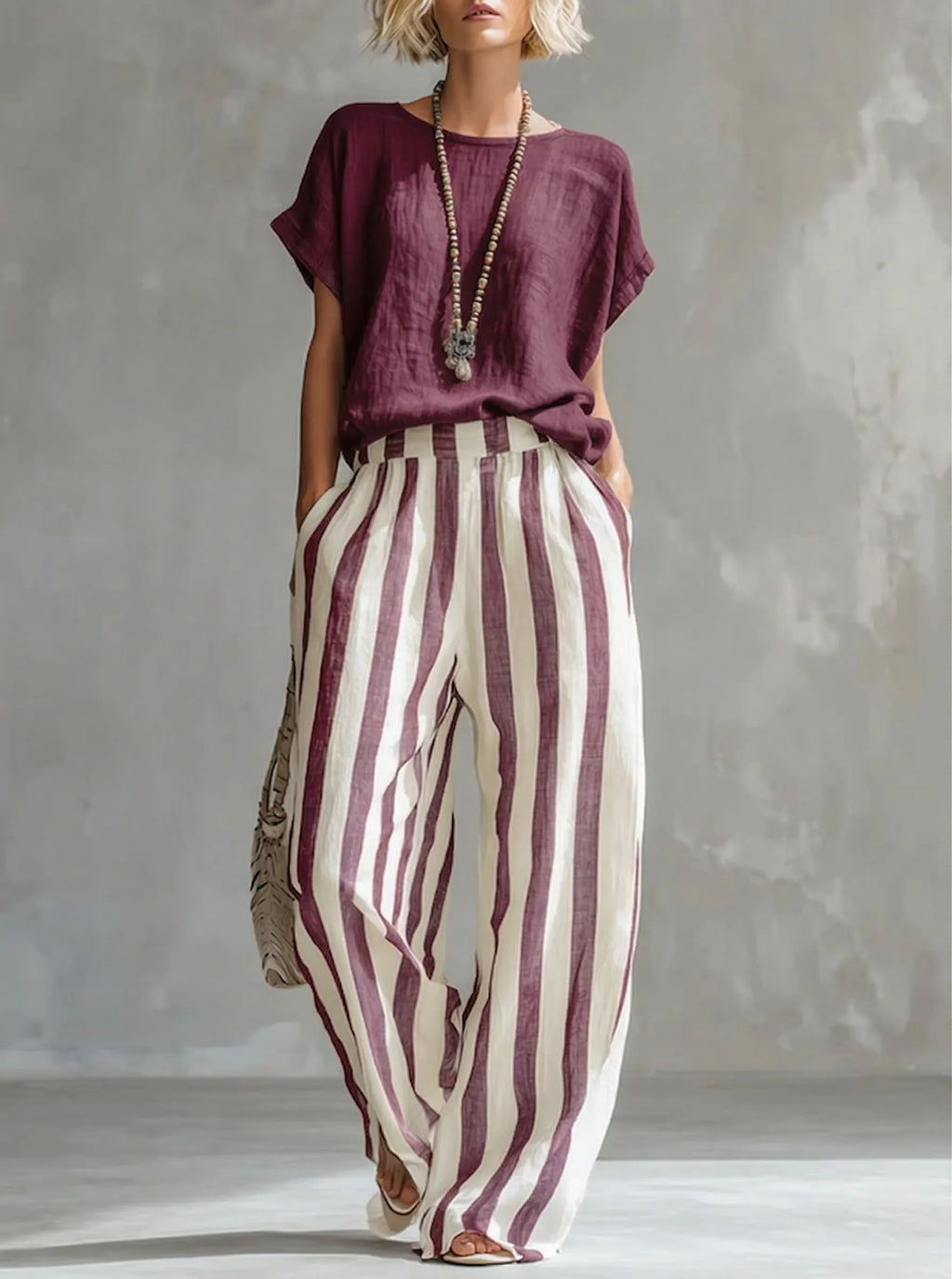 Cozy Loose-fit Striped Cotton-linen Two-piece Set ✨Plus Size Friendly XS-4XL