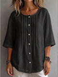CLEARANCE SALE🔥 Effortless Pleated Cotton-Linen Blouse