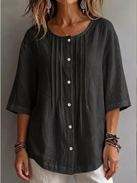 CLEARANCE SALE🔥 Effortless Pleated Cotton-Linen Blouse