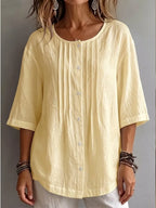 CLEARANCE SALE🔥 Effortless Pleated Cotton-Linen Blouse