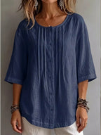 CLEARANCE SALE🔥 Effortless Pleated Cotton-Linen Blouse