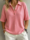 CLEARANCE SALE🔥 Women's Button-Up Waffle Short Sleeve Shirt