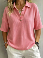 CLEARANCE SALE🔥 Women's Button-Up Waffle Short Sleeve Shirt