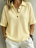 CLEARANCE SALE🔥 Women's Button-Up Waffle Short Sleeve Shirt
