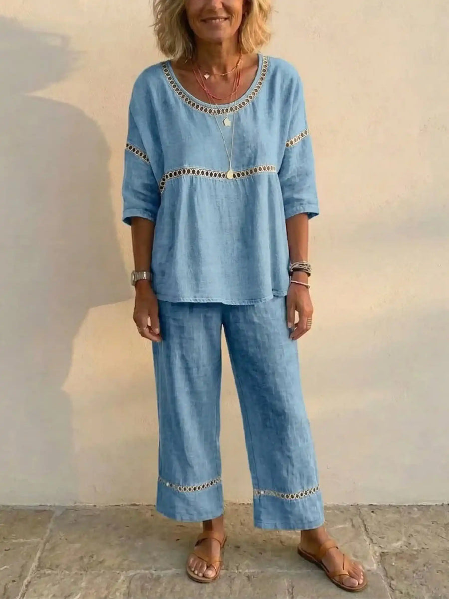 New Arrivals🔥 Women's Vintage Casual Loose-Fit Linen Two-Piece Set