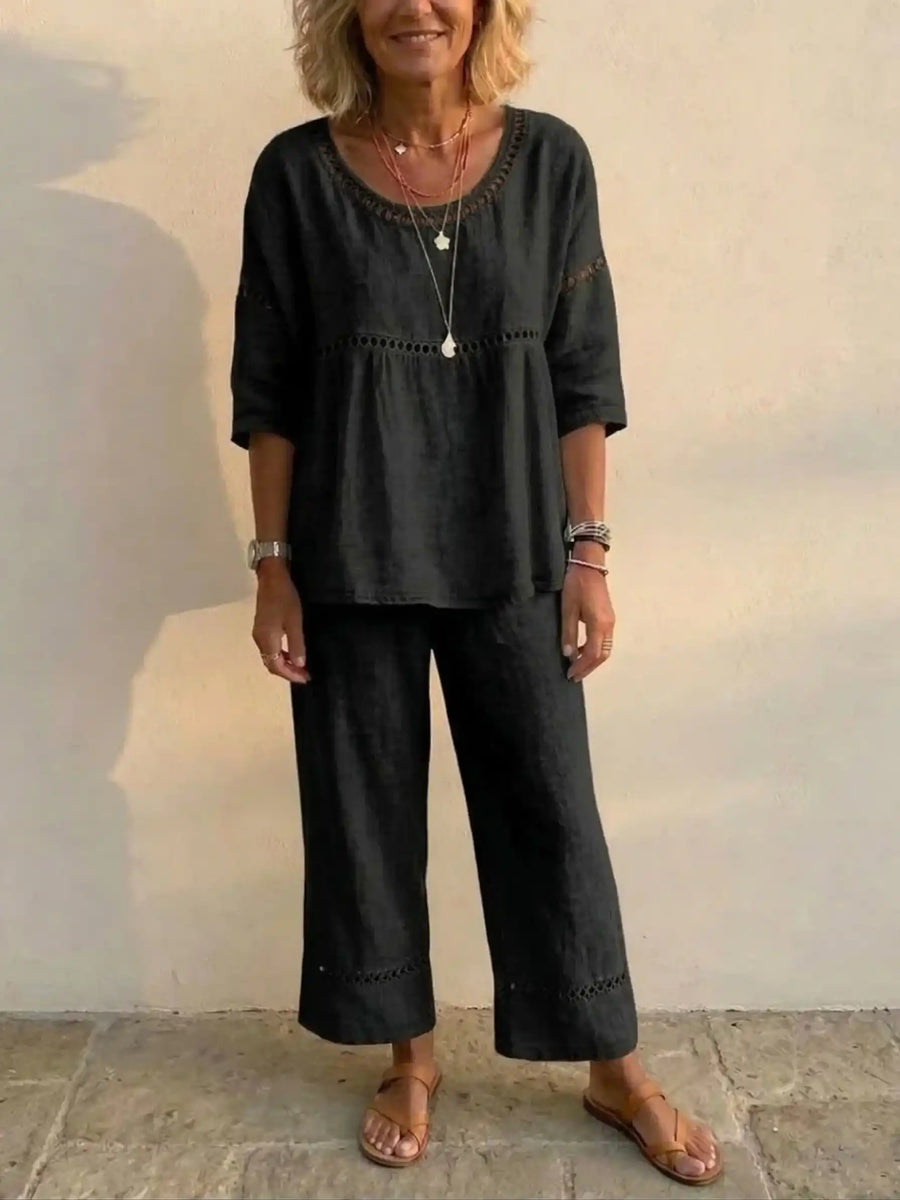 New Arrivals🔥 Women's Vintage Casual Loose-Fit Linen Two-Piece Set