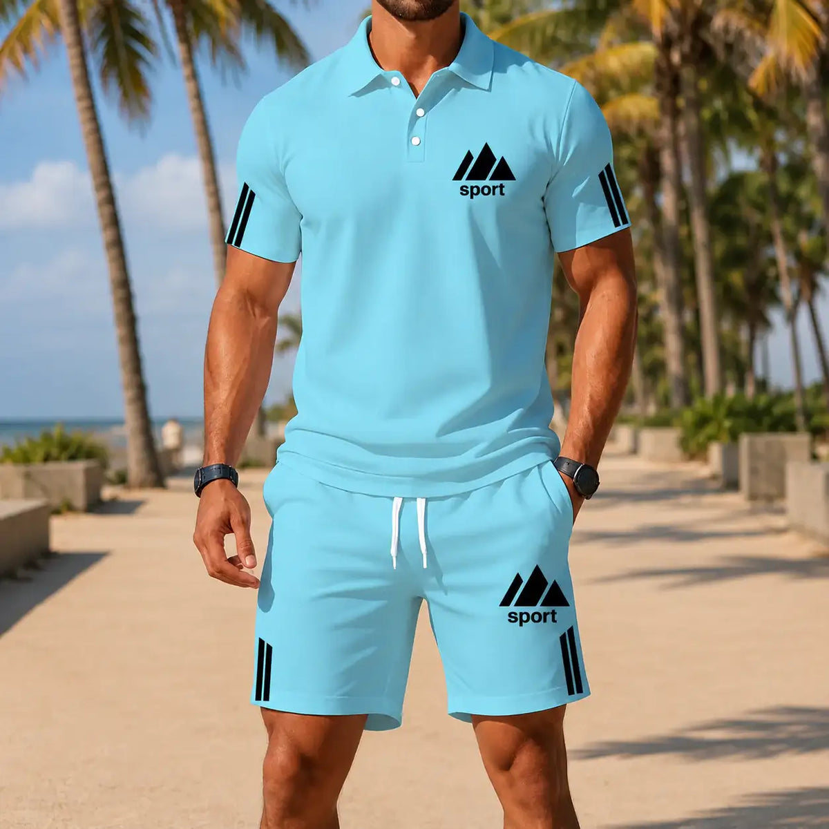 ⏰ LAST DAY SAVE 50%🔥-Herren Sommer-Set mit Polohemdund Shorts
