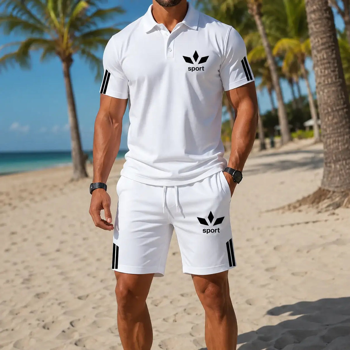 ⏰ LAST DAY SAVE 50%🔥-Herren Sommer-Set mit Polohemdund Shorts