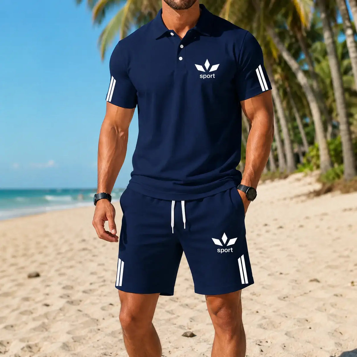 ⏰ LAST DAY SAVE 50%🔥-Herren Sommer-Set mit Polohemdund Shorts