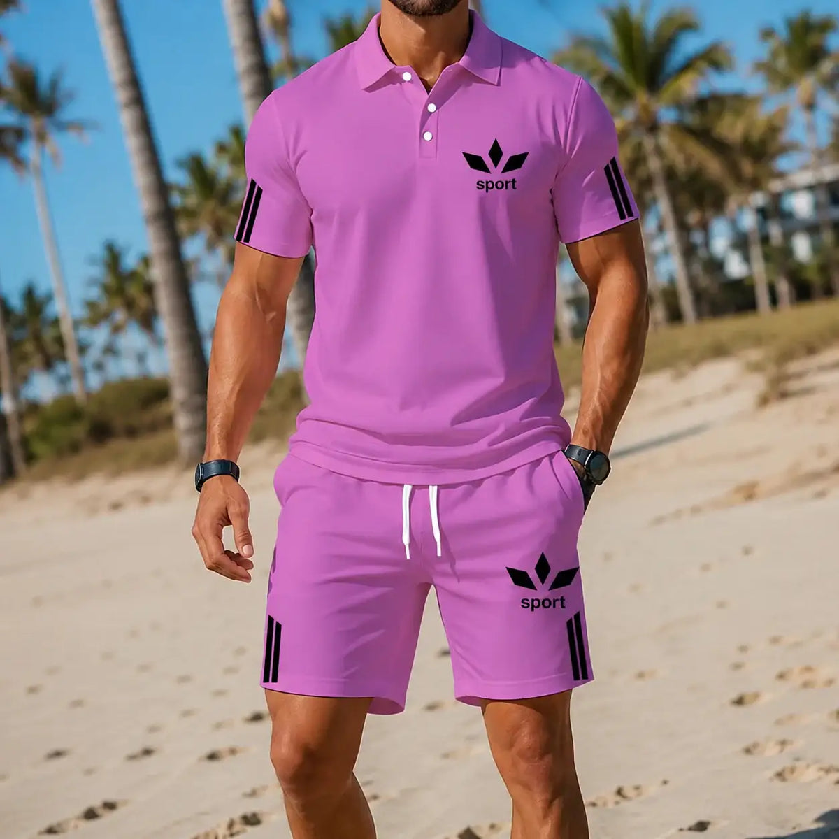 ⏰ LAST DAY SAVE 50%🔥-Herren Sommer-Set mit Polohemdund Shorts