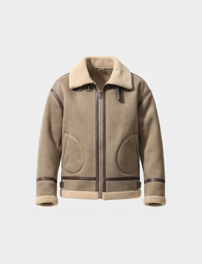 Men’s Premium Shearling Sheepskin Bomber Jacket KDKMO50
