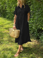 NEW🔥 Women's Striped Lapel Button Down Shirt Dress