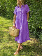 NEW🔥 Women's Striped Lapel Button Down Shirt Dress