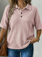 New Arrival 🔥Women's Casual Waffle Knit Polo Shirt