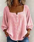 New Arrivals🌸Women's Square Neck Half Button Blouse