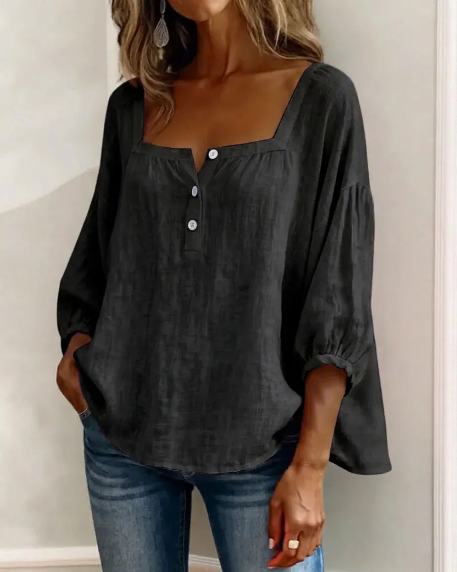 New Arrivals🌸Women's Square Neck Half Button Blouse