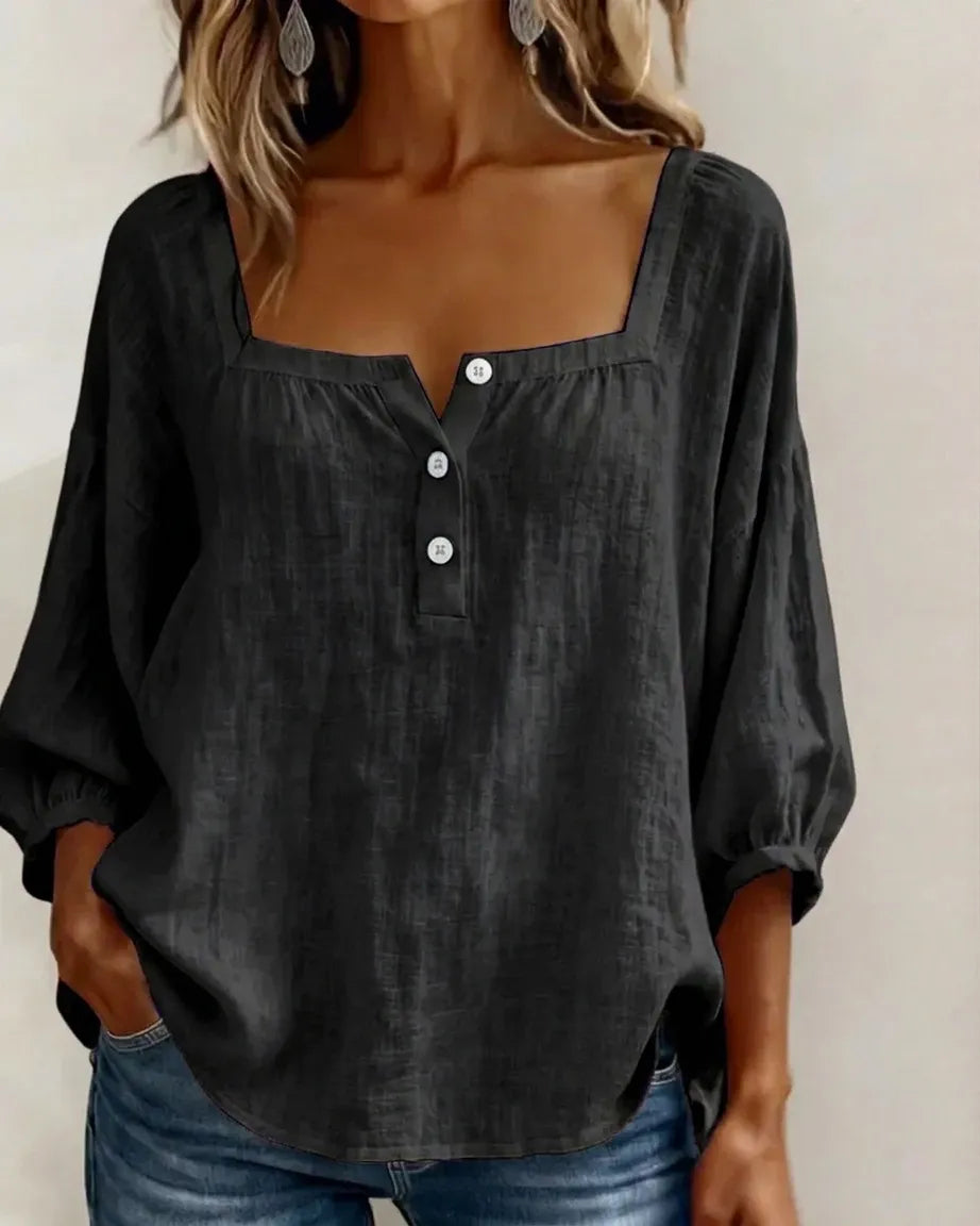 New Arrivals🌸Women's Square Neck Half Button Blouse
