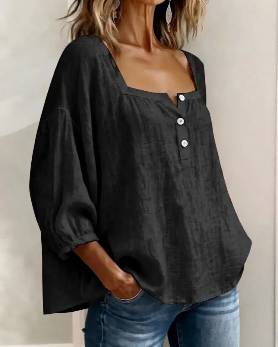 New Arrivals🌸Women's Square Neck Half Button Blouse