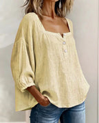 New Arrivals🌸Women's Square Neck Half Button Blouse