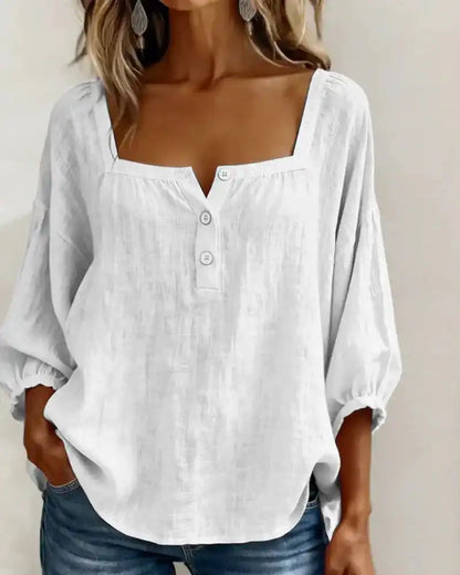 Women's Square Neck Half Button Blouse