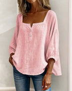New Arrivals🌸Women's Square Neck Half Button Blouse