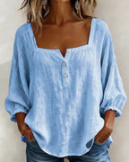 New Arrivals🌸Women's Square Neck Half Button Blouse