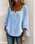 New Arrivals🌸Women's Square Neck Half Button Blouse