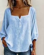 New Arrivals🌸Women's Square Neck Half Button Blouse