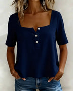 New Arrivals🌸Women's Square Neck Half Button Blouse