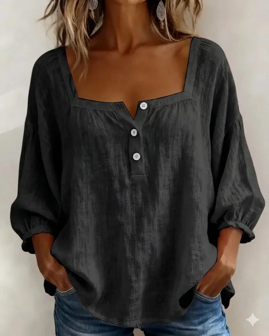 New Arrivals🌸Women's Square Neck Half Button Blouse
