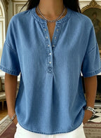 New Arrivals🔥Women's Casual Denim Henley Top