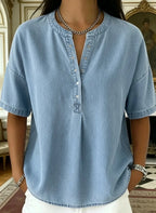 New Arrivals🔥Women's Casual Denim Henley Top