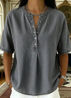 New Arrivals🔥Women's Casual Denim Henley Top