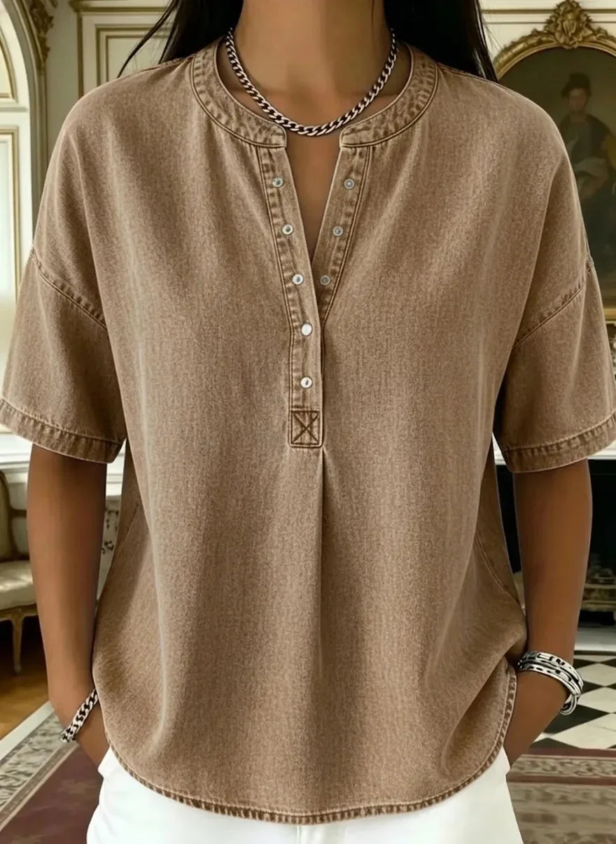 New Arrivals🔥Women's Casual Denim Henley Top