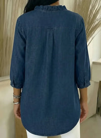 New Arrivals🔥 Women's Casual Denim V-Neck Ruffled Shirt