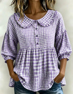 New Arrivals🔥Women's Gingham Puff Sleeve Peplum Blouse