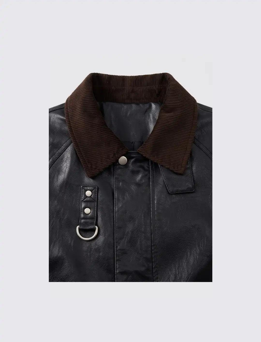 Black Sheep Leather Jacket Brown Collar | Handmade Trucker Bomber KDKJ523