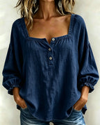 Today 49% off🔥Women’s Denim Square-Neck Three-Quarter Sleeve Top
