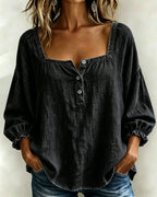 Today 49% off🔥Women’s Denim Square-Neck Three-Quarter Sleeve Top