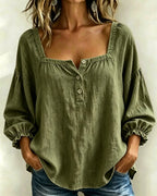 Today 49% off🔥Women’s Denim Square-Neck Three-Quarter Sleeve Top