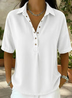 Today 49% off🔥Women's Relaxed Denim-Style Button Detail Top