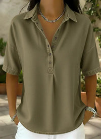 Today 49% off🔥Women's Relaxed Denim-Style Button Detail Top