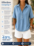 Today 49% off🔥Women's Relaxed Denim-Style Button Detail Top