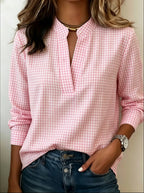 Today 50% Off🔥Women’s Classic Gingham Split V-Neck Blouse